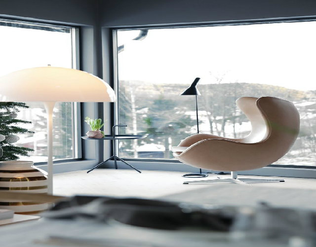 Top-50-modern-floor-lamps-Arne-Jacobsens-Egg-Chair-and-AJ-Floor-Lamp-and-Panthella-Floor-Lamp-by-Verner-Panton